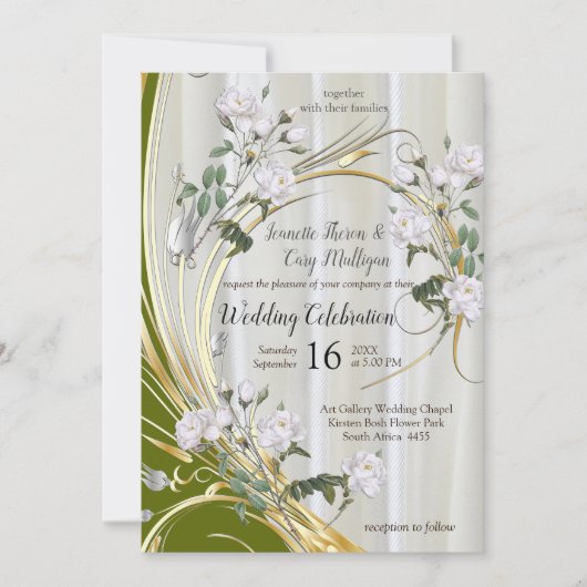 Witte aquarel Rozen geschilderd op Champagne Silk Kaart (Voorkant)