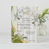 Witte aquarel Rozen geschilderd op Champagne Silk Kaart (Staand voorkant)