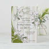 Witte aquarel Rozen geschilderd op Champagne Silk Kaart (Staand voorkant)