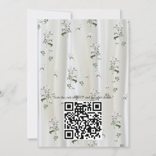 Witte aquarel Rozen geschilderd op Champagne Silk Kaart (Achterkant)