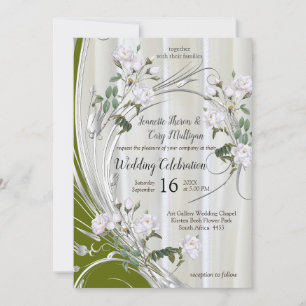 Witte aquarel Rozen geschilderd op Champagne Silk Kaart