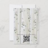 Witte aquarel Rozen geschilderd op Champagne Silk RSVP Kaartje (Achterkant)