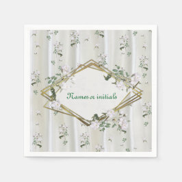 Witte aquarel Rozen geschilderd op Champagne Silk Servet