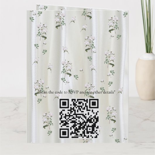 Witte aquarel Rozen geschilderd op champagne zijde Kaart (Achterkant)