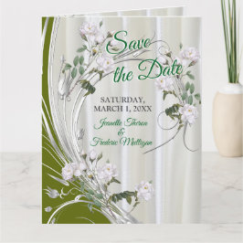 Witte aquarel Rozen geschilderd op champagne zijde Kaart