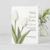 Witte Aquarel Tulpen Begrafenis Kaart (Staand voorkant)