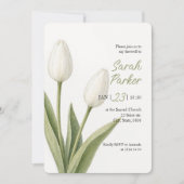 Witte Aquarel Tulpen Begrafenis Kaart (Voorkant)
