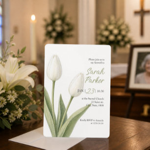 Witte Aquarel Tulpen Begrafenis Kaart