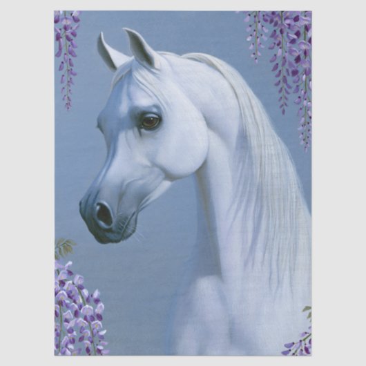 Witte Arabische hengst decoupage kunst Tissuepapier (Voorkant)