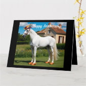 Witte Arabische paard met hoed en klompen Kaart (Gele Bloem)
