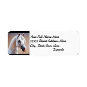 Witte Arabische Paard terug adres Etiket (Voorkant)