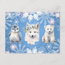 Witte arctische dieren kerstkaart feestdagenkaart