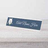 Witte Arctische Sneeuwklokbloemen Bureau Naambordje (Voorkant)