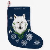 Witte Arctische Wolf Sneeuwklokbloemen Kleine Kerstsok (Voorkant)