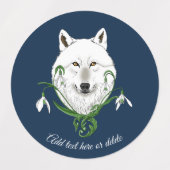 Witte Arctische Wolf Sneeuwklokbloemen Labels (Design 1)