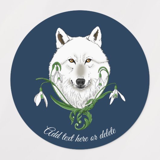 Witte Arctische Wolf Sneeuwklokbloemen Labels (Design 1)