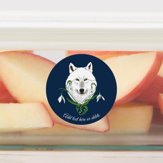 Witte Arctische Wolf Sneeuwklokbloemen Labels (Aangebracht)