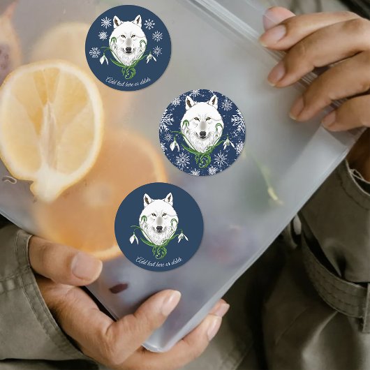 Witte Arctische Wolf Sneeuwklokbloemen Labels