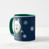 Witte Arctische Wolf Sneeuwklokbloemen Mok (Voorkant links)