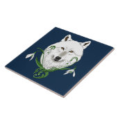 Witte Arctische Wolf Sneeuwklokbloemen Tegeltje (Zijkant)