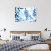 Witte Arctische wolf winterlandschapsontwerp Canvas Afdruk (Insitu (Slaapkamer))