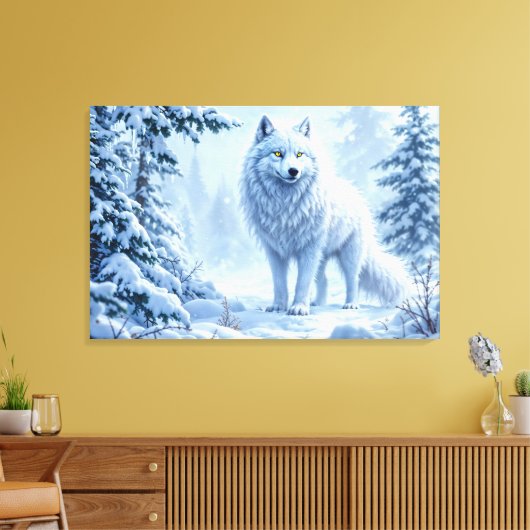 Witte Arctische wolf winterlandschapsontwerp Canvas Afdruk (Insitu (Woonkamer))