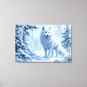Witte Arctische wolf winterlandschapsontwerp Canvas Afdruk (Voorkant)