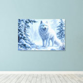 Witte Arctische wolf winterlandschapsontwerp Canvas Afdruk (Insitu (Houten vloer))