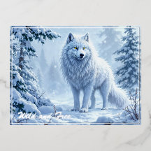 Witte Arctische wolf winterlandschapsontwerp