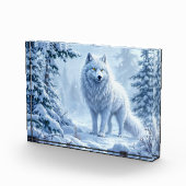 Witte Arctische wolf winterlandschapsontwerp Fotoblokken (Rechts)