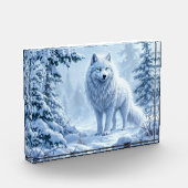 Witte Arctische wolf winterlandschapsontwerp Fotoblokken (Links)