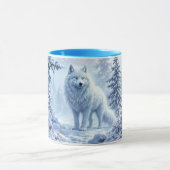 Witte Arctische wolf winterlandschapsontwerp Mok (Midden)
