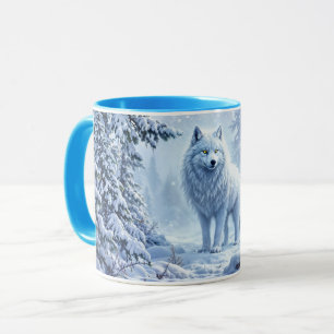 Witte Arctische wolf winterlandschapsontwerp Mok