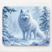 Witte Arctische wolf winterlandschapsontwerp Muismat (Voorkant)