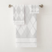 Witte Argyle Bad Handdoek (Insitu)