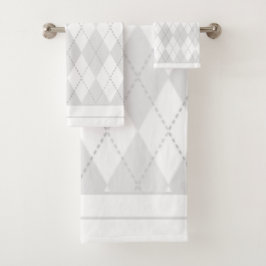 Witte Argyle Bad Handdoek