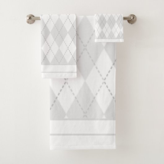 Witte Argyle Bad Handdoek (Insitu)
