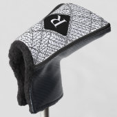 WITTE ARGYLE BREI Golf Putterhoes + Initiaal II Golfheadcover (3/4 voorkant)
