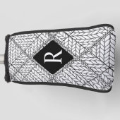 WITTE ARGYLE BREI Golf Putterhoes + Initiaal II Golfheadcover (Voorkant)