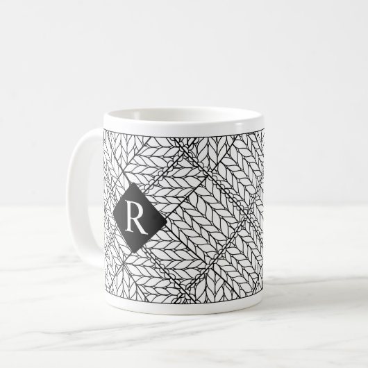 WITTE ARGYLE BREISEL Witte Mok + Initiaal II (Voorkant links)