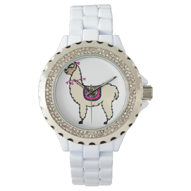 Witte armband lama horloge (Voorkant)