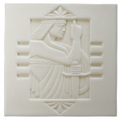 Witte Art Deco Design Keramische Tegel Tegeltje (Voorkant)