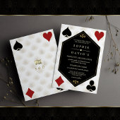 Witte Art Deco Gatsby Casino Vegas Poker Bruiloft  Kaart