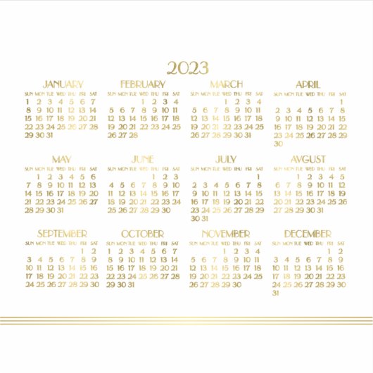 Witte Art Deco Gouden Jaarkalender 2023 Sticker (Voorkant)