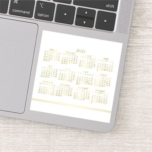 Witte Art Deco Gouden Jaarkalender 2023 Sticker (Detail)