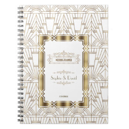 Witte Art Deco Great Gatsby jaren 20 Huwelijksplan Notitieboek