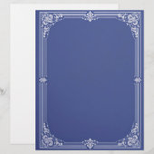 Witte Art Deco lijst op stoffig blauwe briefpapier Briefhoofd (Voorkant / Achterkant)