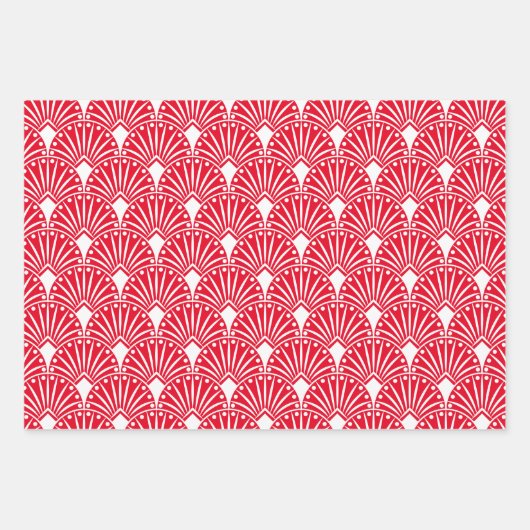 Witte art-deco patroon aangepaste achtergrond inpakpapier vel (Voorkant 3)