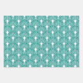 Witte art-deco patroon aangepaste achtergrond inpakpapier vel (Voorkant 2)