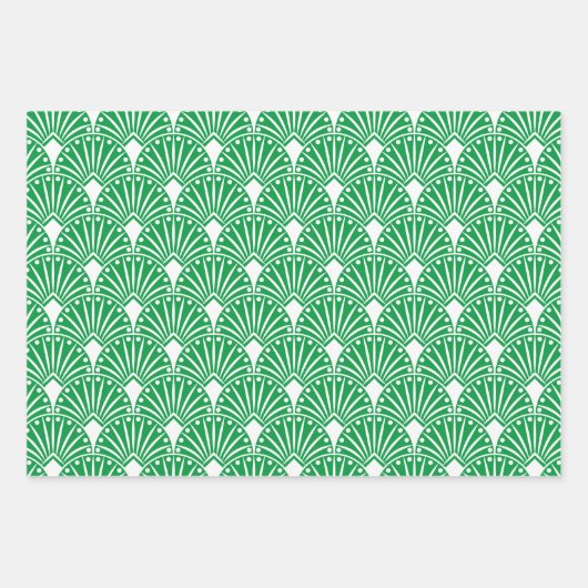 Witte art-deco patroon aangepaste achtergrond inpakpapier vel (Voorkant)